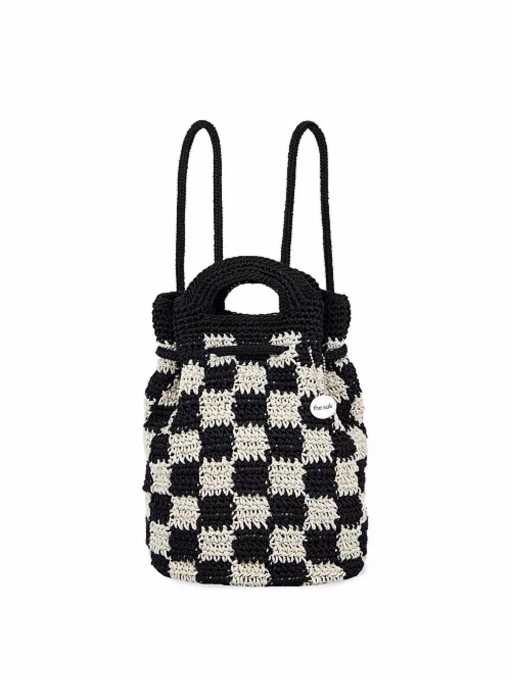 The Sak Black & Cream Crochet Checkerboard Backpack
